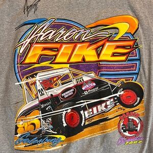 Vintage Y2K 2002 Aaron Fike Signed Midget Car Racing Tshirt XL Wisconsin Badger